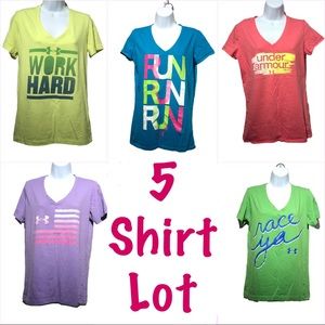 Under Armour sz M 5 Shirt Lot Heat Gear Cotton